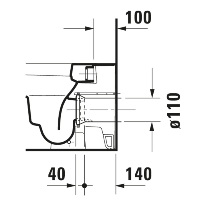 Duravit WC sur pied, chasse profonde Happy D.2 36,5x57 cm, 4,5 l, évac. horizontale, blanc