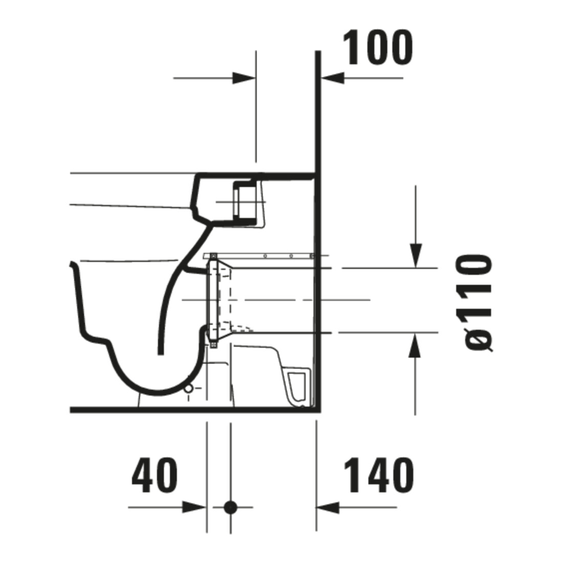 Duravit WC sur pied, chasse profonde Happy D.2 36,5x57 cm, 4,5 l, évac. horizontale, blanc