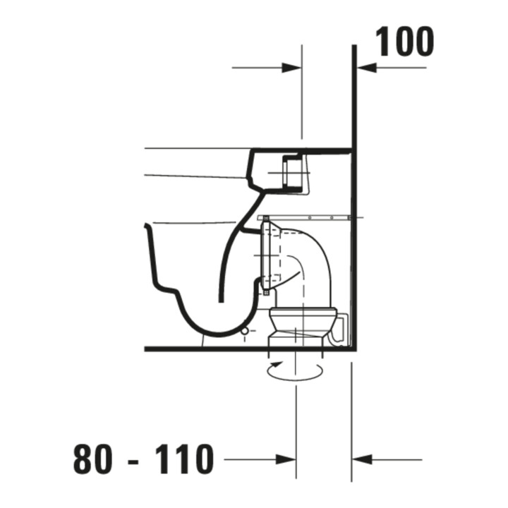 Duravit WC sur pied, chasse profonde Happy D.2 36,5x57 cm, 4,5 l, évac. horizontale, blanc