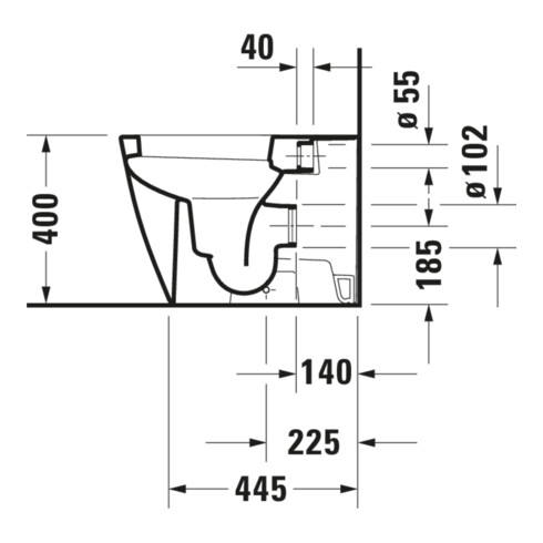 Duravit WC sur pied, chasse profonde Happy D.2 36,5x57 cm, 4,5 l, évac. horizontale, blanc
