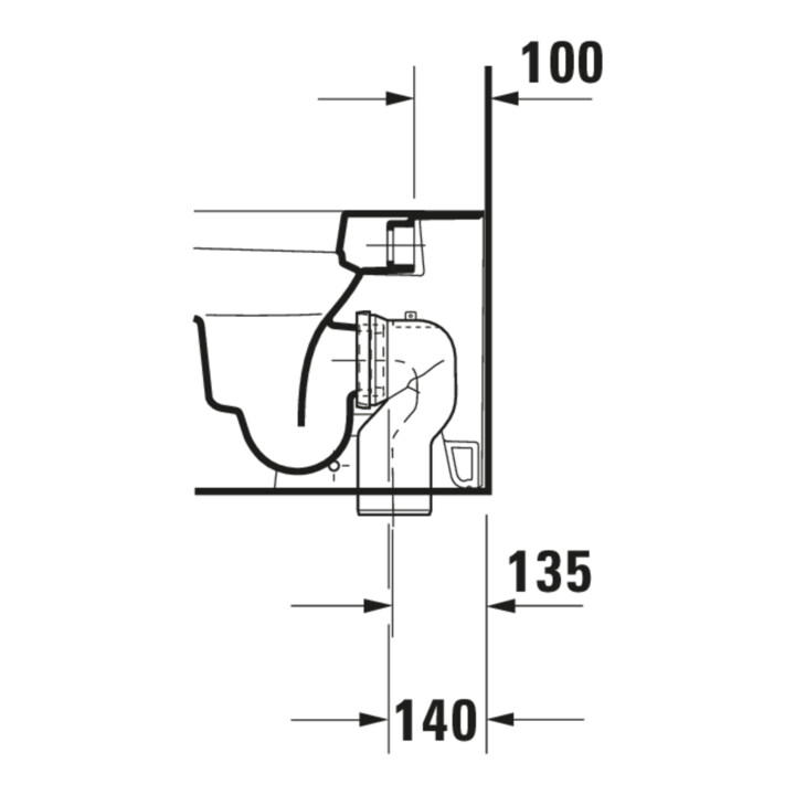 Duravit WC sur pied, chasse profonde Happy D.2 36,5x57 cm, 4,5 l, évac. horizontale, blanc