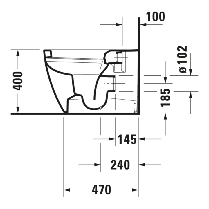 Duravit WC sur pied, chasse profonde Me by Starck 37x60 cm, 4,5 l, Abg wa, w sm HygGlaze