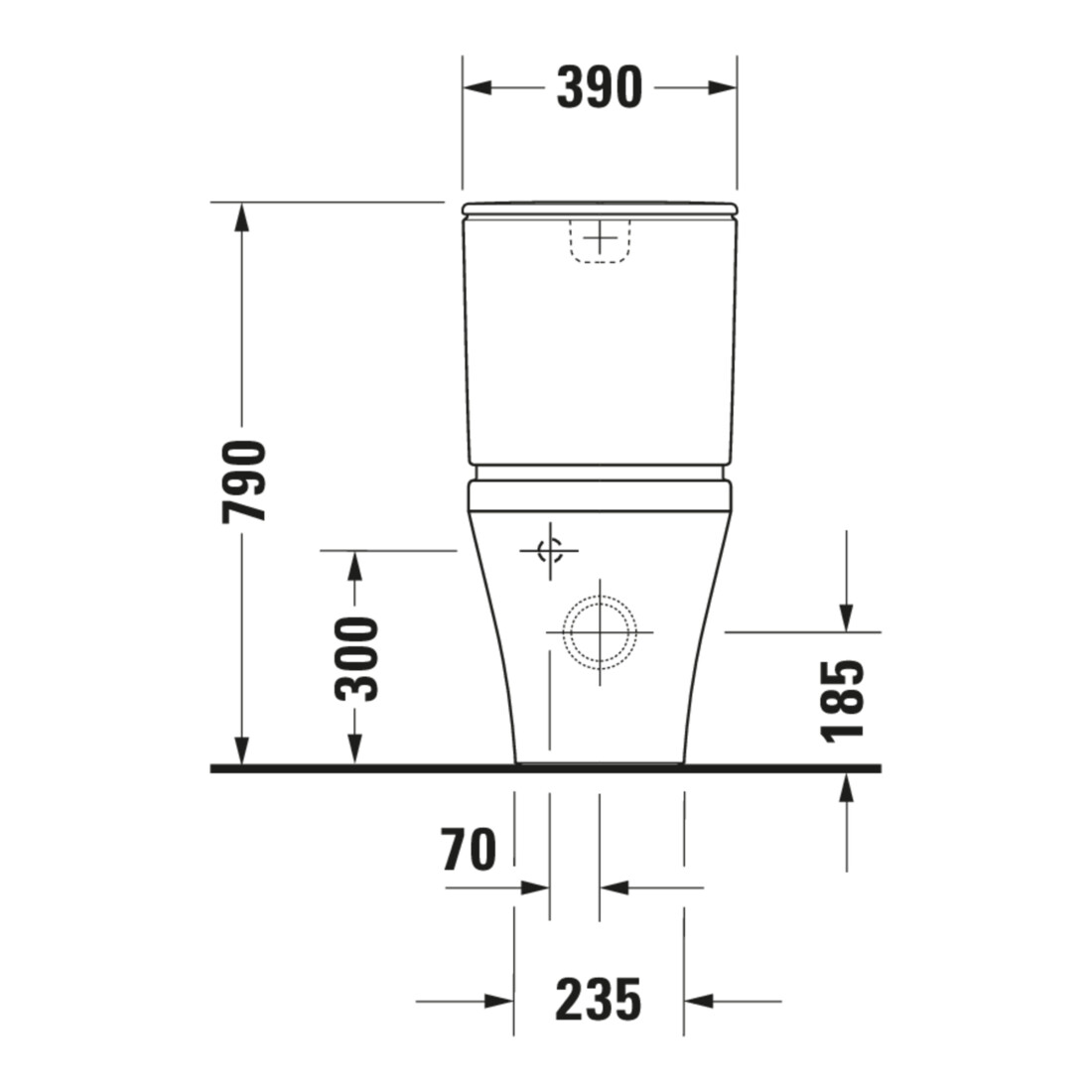 Duravit WC sur pied combiné, chasse profonde DuraStyle 37x63 cm, 4,5 l, entrée variable, blanc