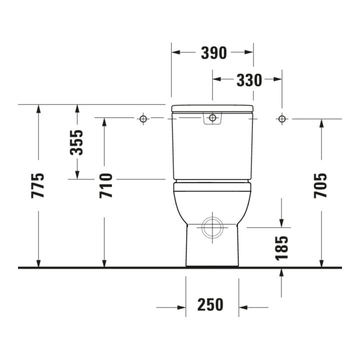 Duravit WC sur pied combiné, chasse profonde No. 1 36,5x65 cm, 6 l, évac. horiz., sans rebord, blanc