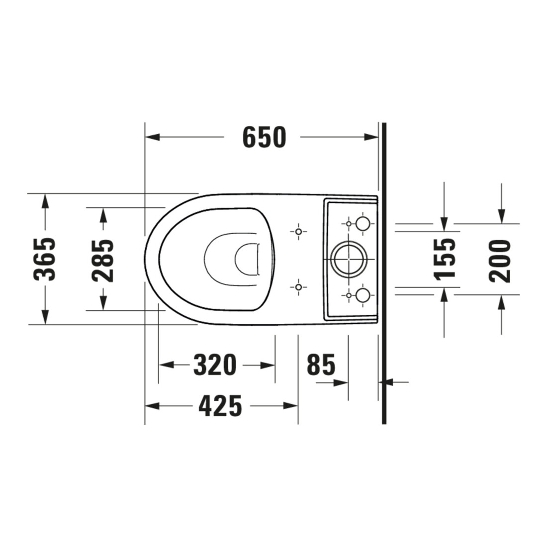 Duravit WC sur pied combiné, chasse profonde No. 1 36,5x65 cm, 6 l, évac. horiz., sans rebord, blanc