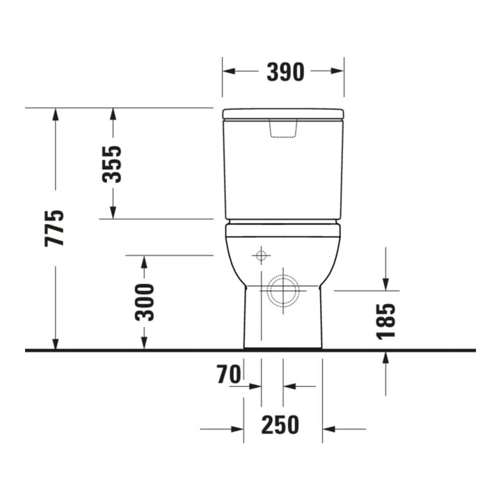 Duravit WC sur pied combiné, chasse profonde No. 1 36,5x65 cm, 6 l, évac. horiz., sans rebord, blanc