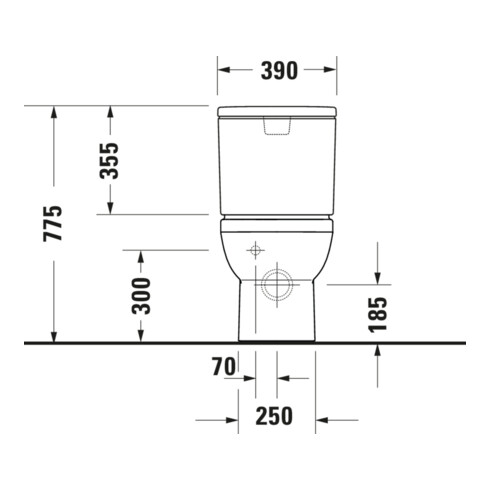 Duravit WC sur pied combiné, chasse profonde No. 1 36,5x65 cm, 6 l, évac. horiz., sans rebord, blanc