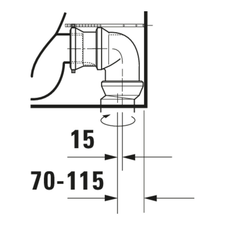 Duravit WC sur pied combiné, chasse profonde No. 1 36,5x65 cm, 6 l, évac. horiz., sans rebord, blanc