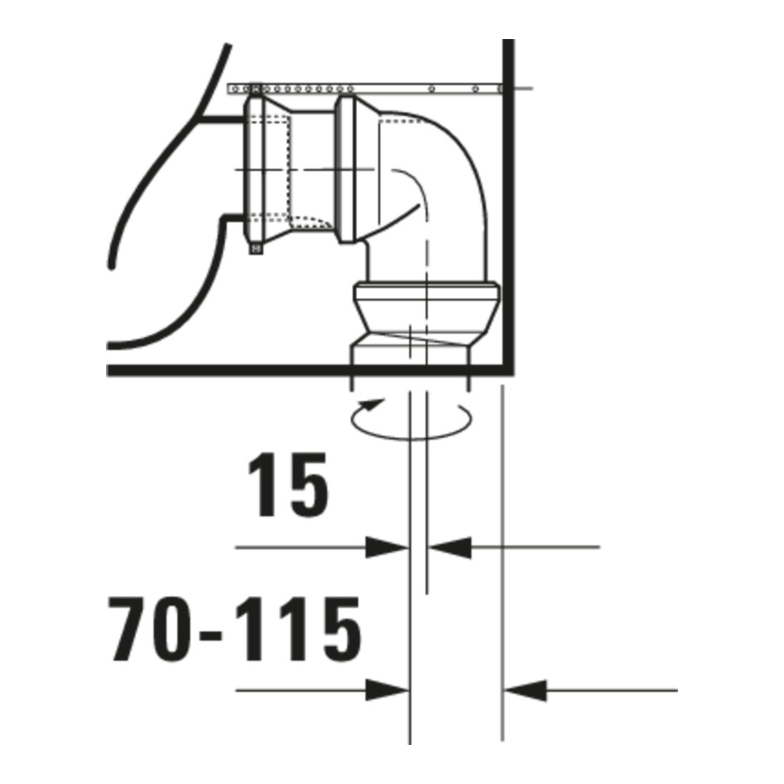Duravit WC sur pied combiné, chasse profonde No. 1 36,5x65 cm, 6 l, évac. horiz., sans rebord, blanc