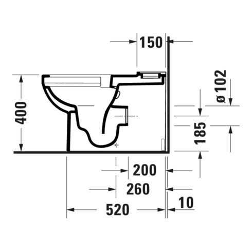 Duravit WC sur pied combiné, chasse profonde No. 1 36,5x65 cm, 6 l, évac. horiz., sans rebord, blanc
