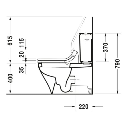 Duravit WC sur pied combiné, cuvette à chasse profonde DuraStyle 39x70,5 cm, 4,5 l, blanc
