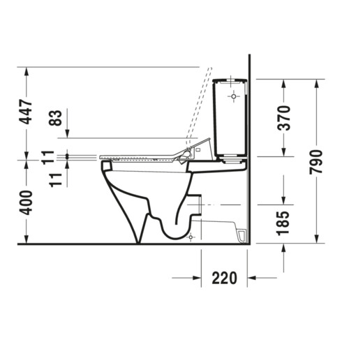 Duravit WC sur pied combiné, cuvette à chasse profonde DuraStyle 39x70,5 cm, 4,5 l, blanc