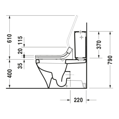 Duravit WC sur pied combiné, cuvette à chasse profonde DuraStyle 39x70,5 cm, 4,5 l, blanc