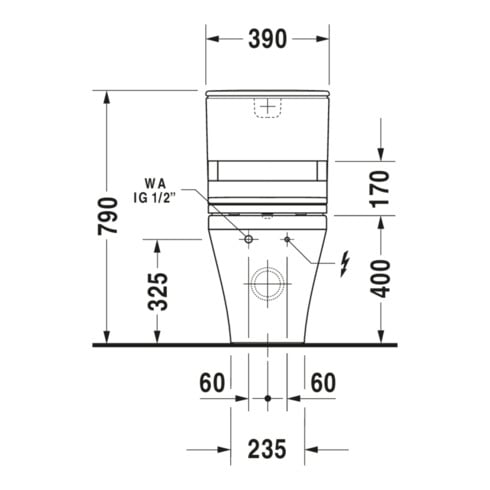 Duravit WC sur pied combiné, cuvette à chasse profonde DuraStyle 39x70,5 cm, 4,5 l, blanc