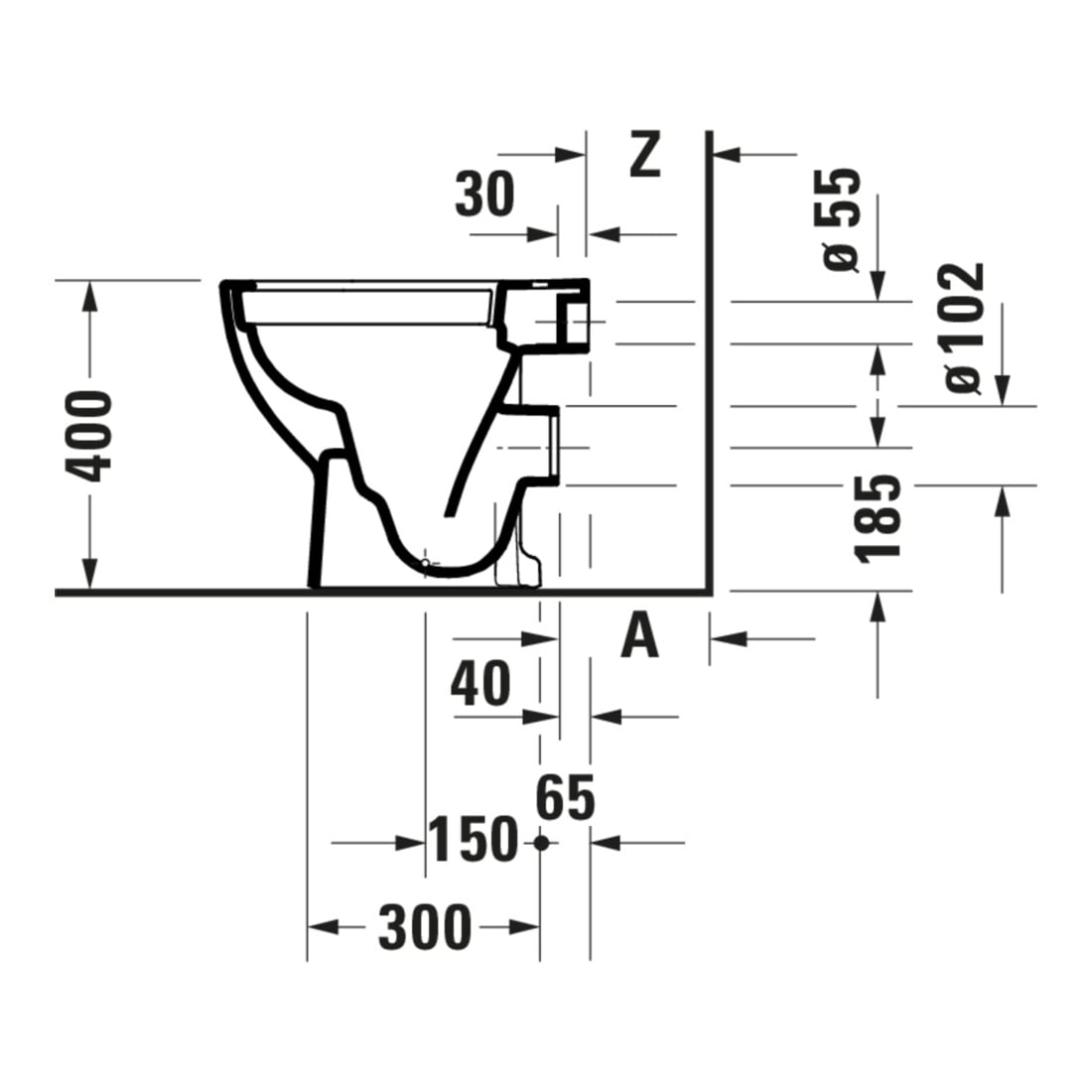 Duravit WC sur pied, cuvette à chasse profonde D-Code 37x48 cm, 4,5 l, évac. horiz., sans rebord, blanc