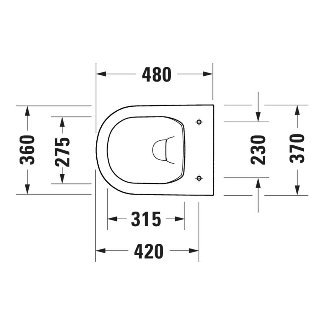 Duravit WC sur pied, cuvette à chasse profonde D-Code 37x48 cm, 4,5 l, évac. horiz., sans rebord, blanc