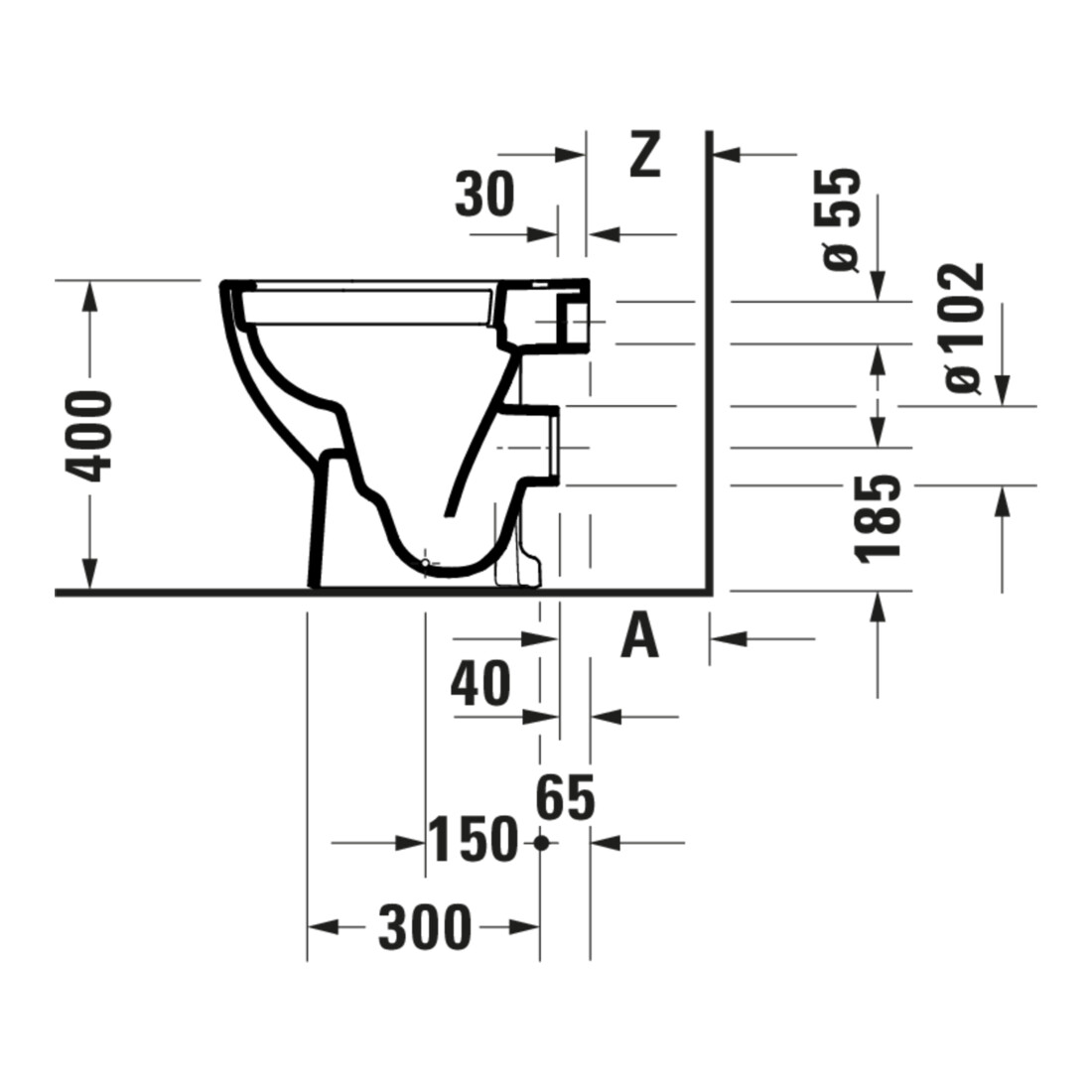 Duravit WC sur pied, cuvette à chasse profonde D-Code 37x48 cm, 4,5 l, évac. horiz., sans rebord, blanc