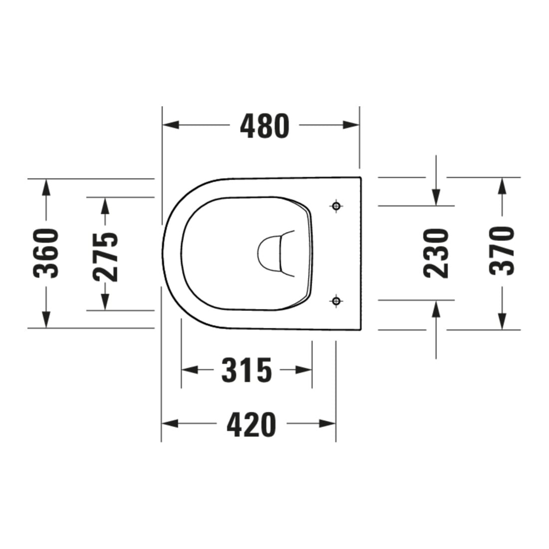 Duravit WC sur pied, cuvette à chasse profonde D-Code 37x48 cm, 4,5 l, évac. horiz., sans rebord, blanc