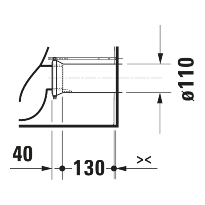 Duravit WC sur pied, cuvette à chasse profonde D-Code 37x57 cm, 4,5 l, sortie horizontale, sans rebord, blanc