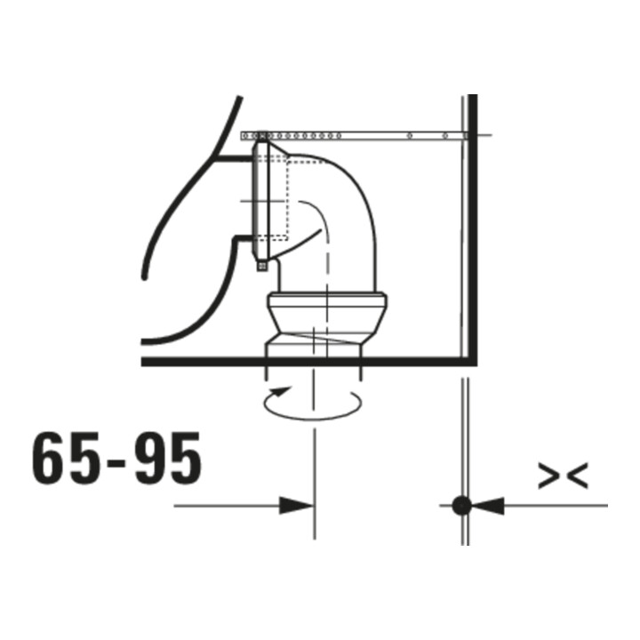 Duravit WC sur pied, cuvette à chasse profonde D-Code 37x57 cm, 4,5 l, sortie horizontale, sans rebord, blanc