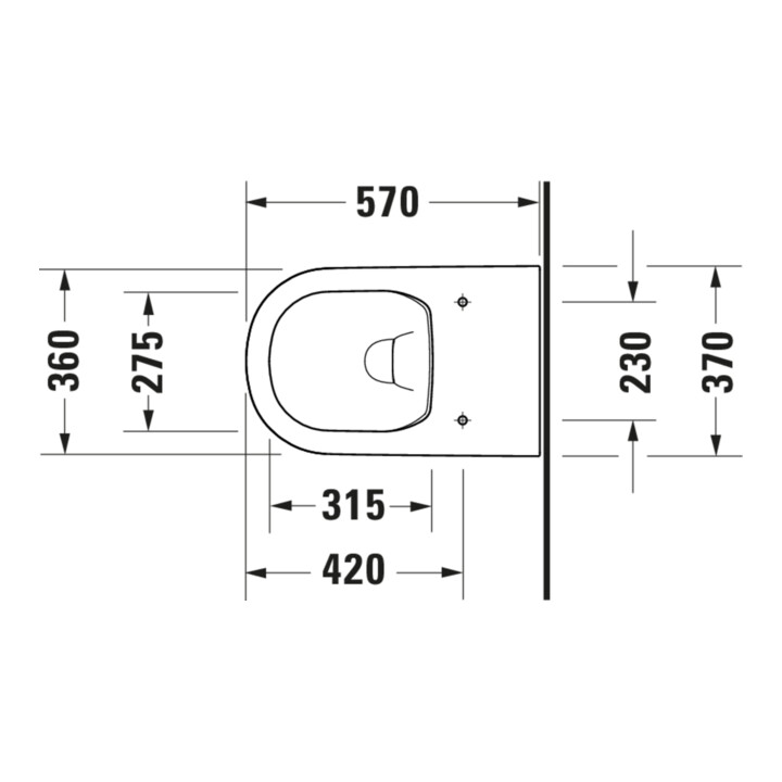 Duravit WC sur pied, cuvette à chasse profonde D-Code 37x57 cm, 4,5 l, sortie horizontale, sans rebord, blanc