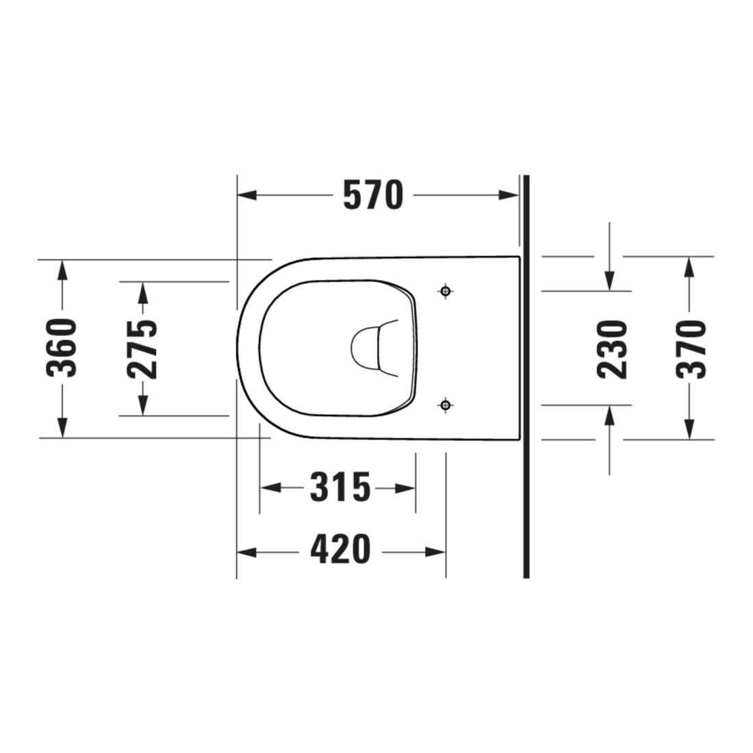 Duravit WC sur pied, cuvette à chasse profonde D-Code 37x57 cm, 4,5 l, sortie horizontale, sans rebord, blanc