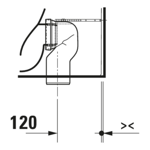 Duravit WC sur pied, cuvette à chasse profonde D-Code 37x57 cm, 4,5 l, sortie horizontale, sans rebord, blanc