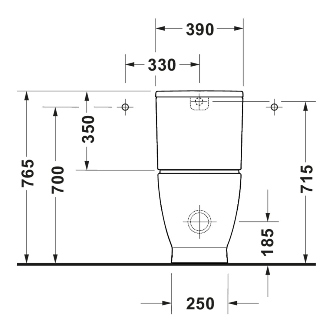Duravit WC sur pied, cuvette à chasse profonde D-Code 37x60 cm, 4,5 l, sortie horizontale, blanc