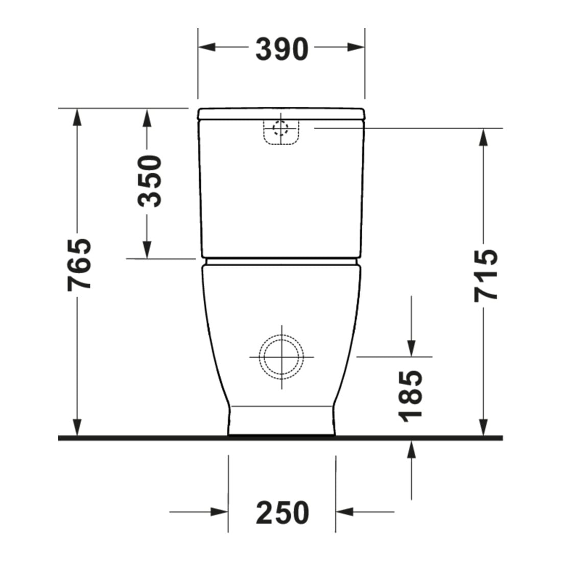 Duravit WC sur pied, cuvette à chasse profonde D-Code 37x60 cm, 4,5 l, sortie horizontale, blanc