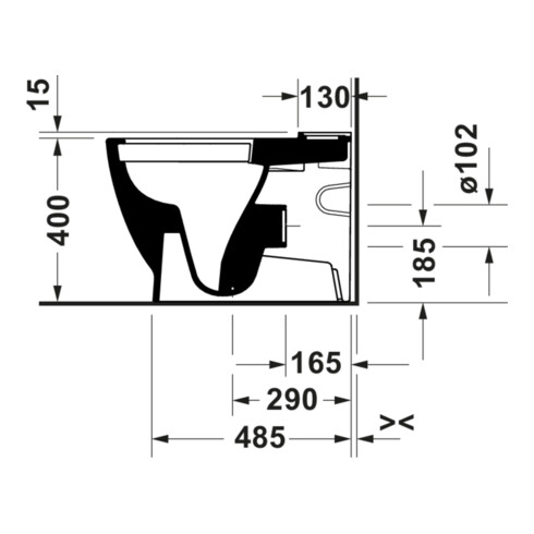 Duravit WC sur pied, cuvette à chasse profonde D-Code 37x60 cm, 4,5 l, sortie horizontale, blanc