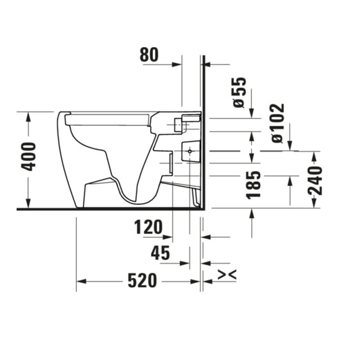Duravit WC sur pied, cuvette à chasse profonde Qatego 39x60cm, 4,5 l, sans rebord, blanc brillant