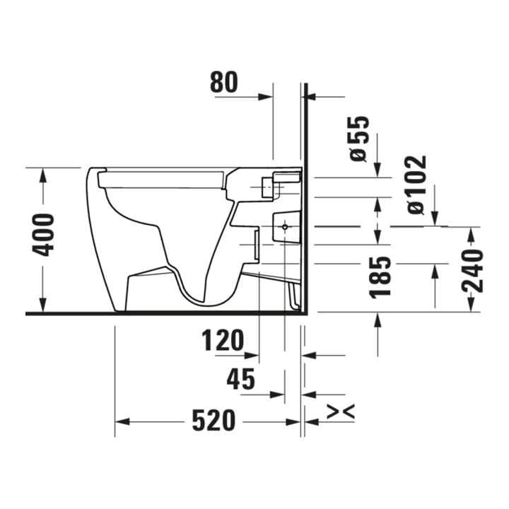 Duravit WC sur pied, cuvette à chasse profonde Qatego 39x60cm, 4,5 l, sans rebord, blanc brillant