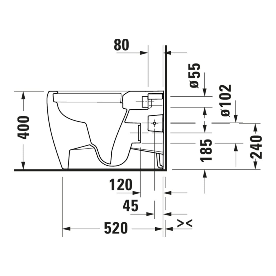 Duravit WC sur pied, cuvette à chasse profonde Qatego 39x60cm, 4,5 l, sans rebord, blanc brillant