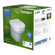 Duravit WC sur pied, cuvette à chasse profonde Set n°1 avec abattant, sans rebord, blanc