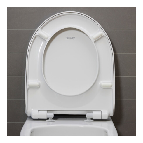 Duravit WC sur pied, cuvette à chasse profonde Set n°1 avec abattant, sans rebord, blanc