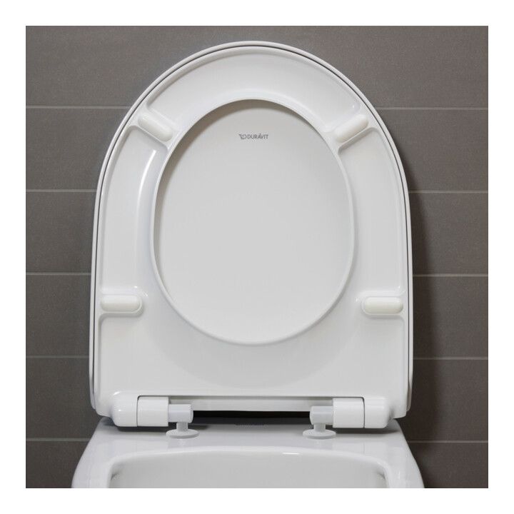 Duravit WC sur pied, cuvette à chasse profonde Set n°1 avec abattant, sans rebord, blanc