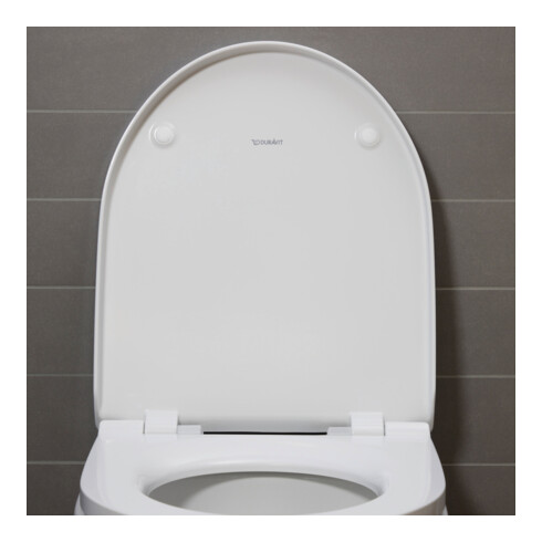 Duravit WC sur pied, cuvette à chasse profonde Set n°1 avec abattant, sans rebord, blanc