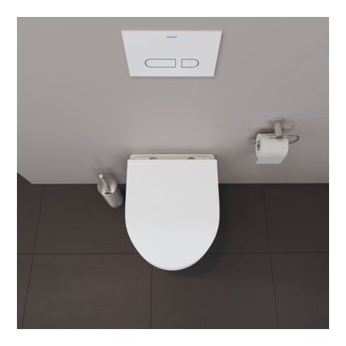 Duravit WC sur pied, cuvette à chasse profonde Set n°1 avec abattant, sans rebord, blanc
