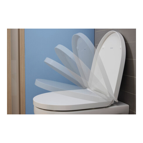 Duravit WC sur pied, cuvette à chasse profonde Set n°1 avec abattant, sans rebord, blanc