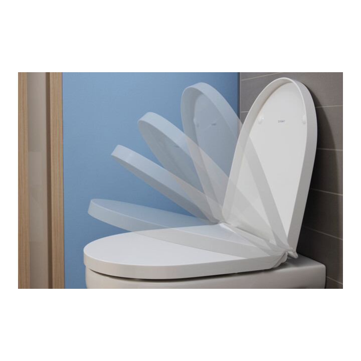 Duravit WC sur pied, cuvette à chasse profonde Set n°1 avec abattant, sans rebord, blanc
