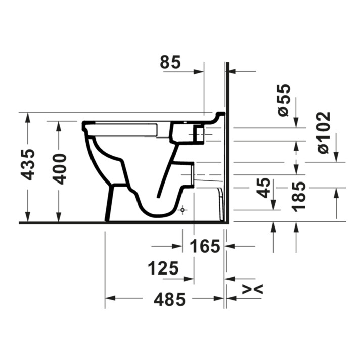 Duravit WC sur pied, cuvette à chasse profonde Starck 3 37x57 cm, 4,5 l, évac. horiz., sans bride, blanc