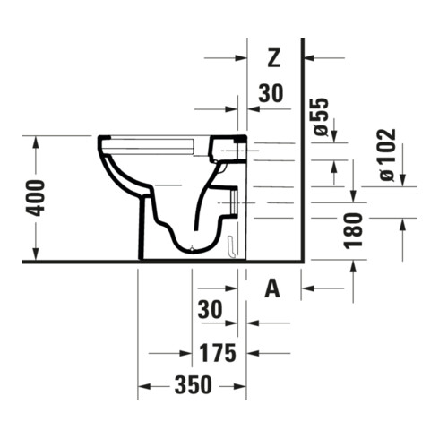 Duravit WC sur pied, cuvette profonde No. 1 Compact 37x48 cm, 4,5 l, évac. horizont., sans bride, blanc
