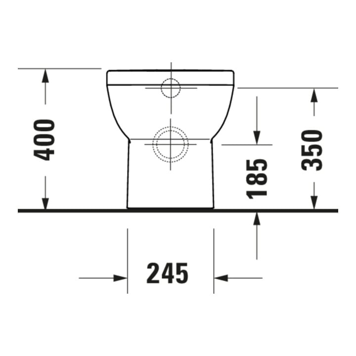 Duravit WC sur pied, cuvette profonde No. 1 Compact 37x48 cm, 4,5 l, évac. horizont., sans bride, blanc