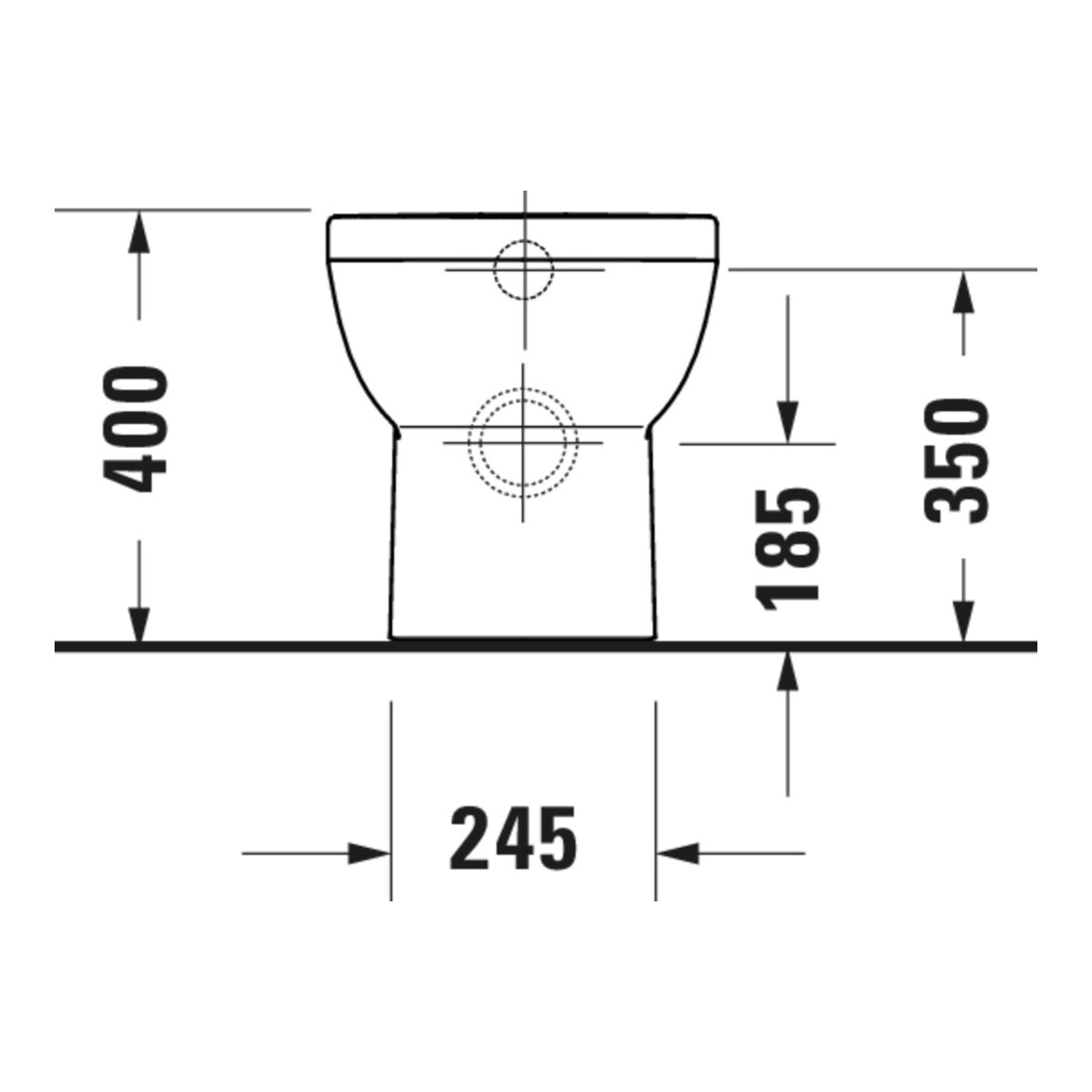 Duravit WC sur pied, cuvette profonde No. 1 Compact 37x48 cm, 4,5 l, évac. horizont., sans bride, blanc