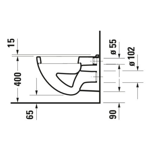 Duravit WC suspendu à chasse plate D-Code 35,5x54 cm, 6 l, blanc
