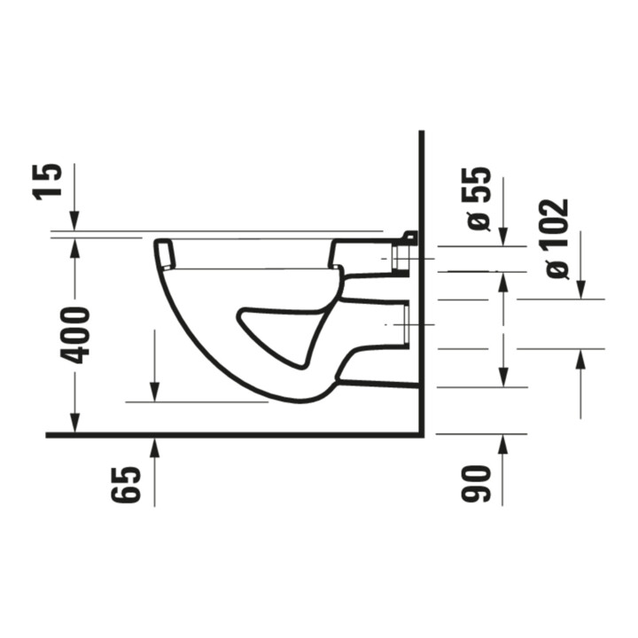 Duravit WC suspendu à chasse plate D-Code 35,5x54 cm, 6 l, blanc