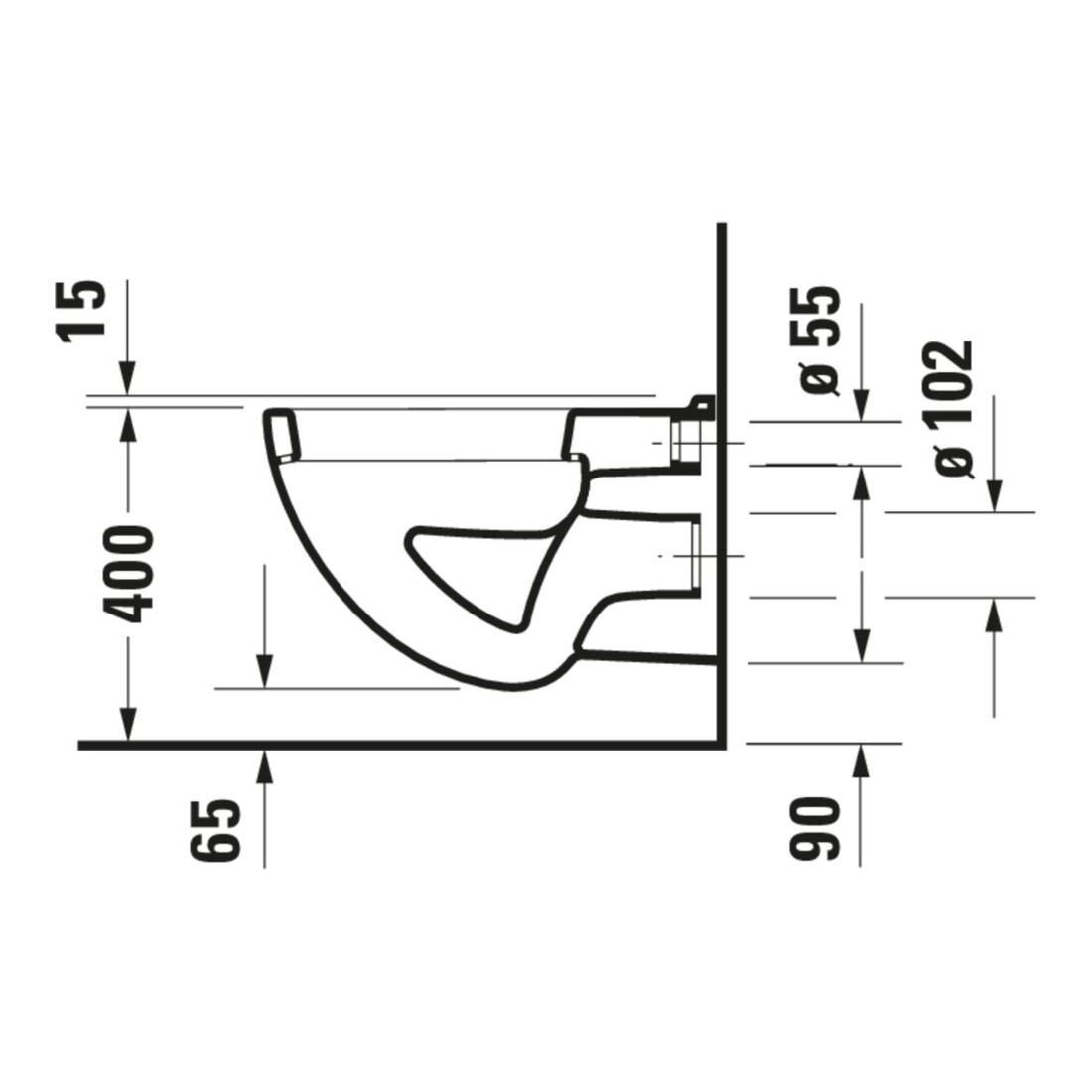 Duravit WC suspendu à chasse plate D-Code 35,5x54 cm, 6 l, blanc