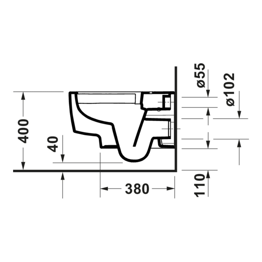 Duravit WC suspendu Balcoon 37x54 cm, blanc brillant