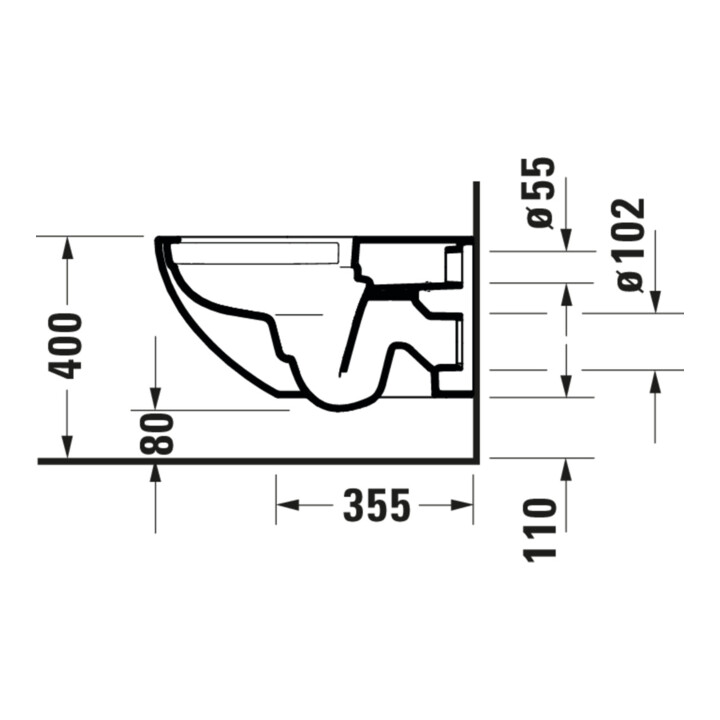 Duravit WC suspendu, chasse profonde Architec 36,5x57,5 cm, 4,5 l, sans bride, blanc