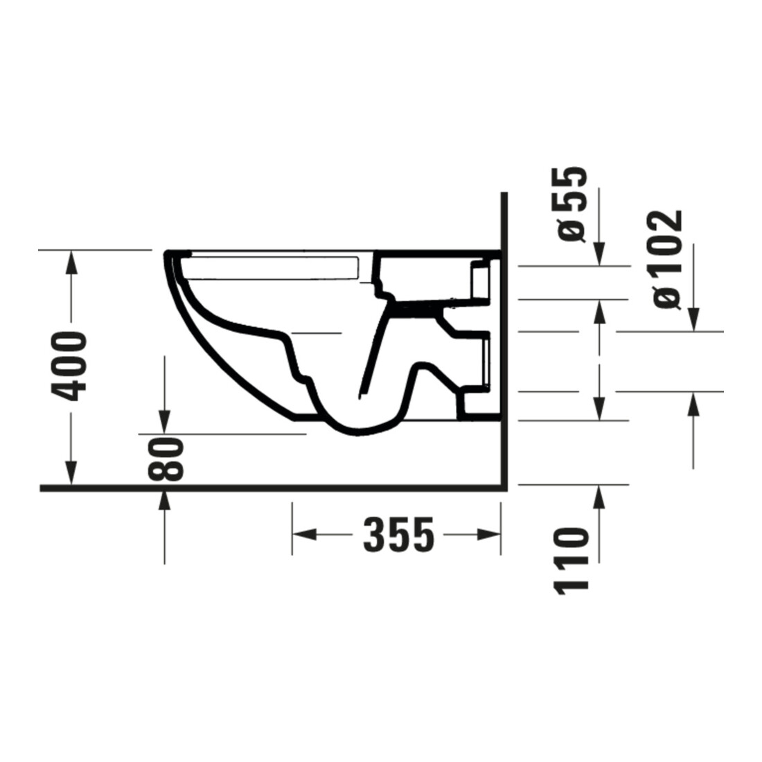 Duravit WC suspendu, chasse profonde Architec 36,5x57,5 cm, 4,5 l, sans bride, blanc